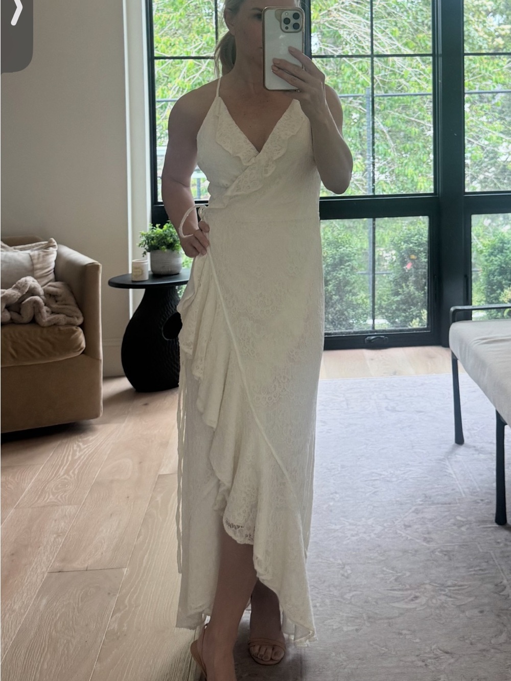 Yumi Kim Ivory Ruffle Wrap High-Low Maxi Dress - Picture 7 of 9
